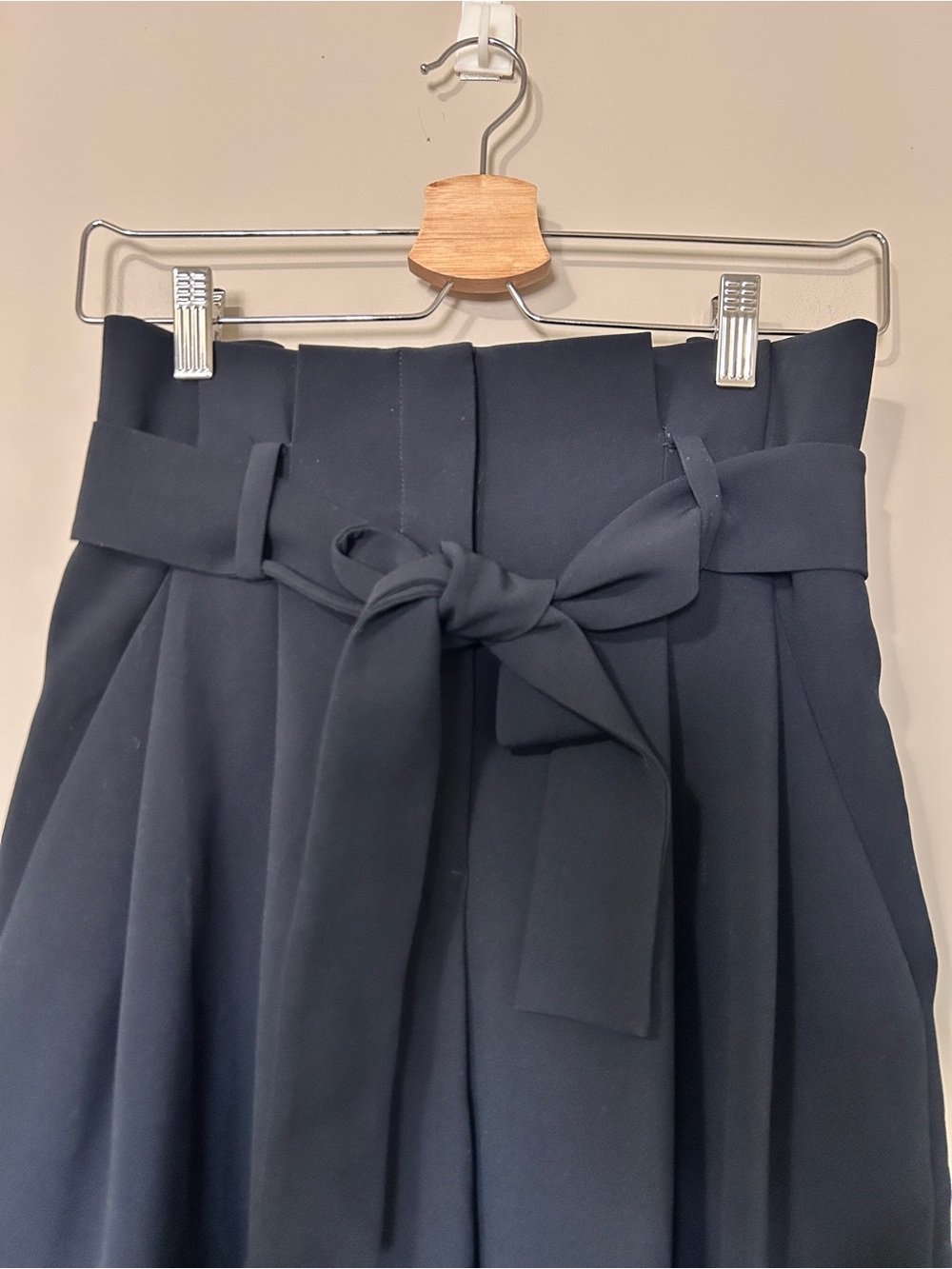 COS Pants Navy Blue Belted High Waist Wide Leg Cropped Paperbag Waist 4 - Picture 4 of 11
